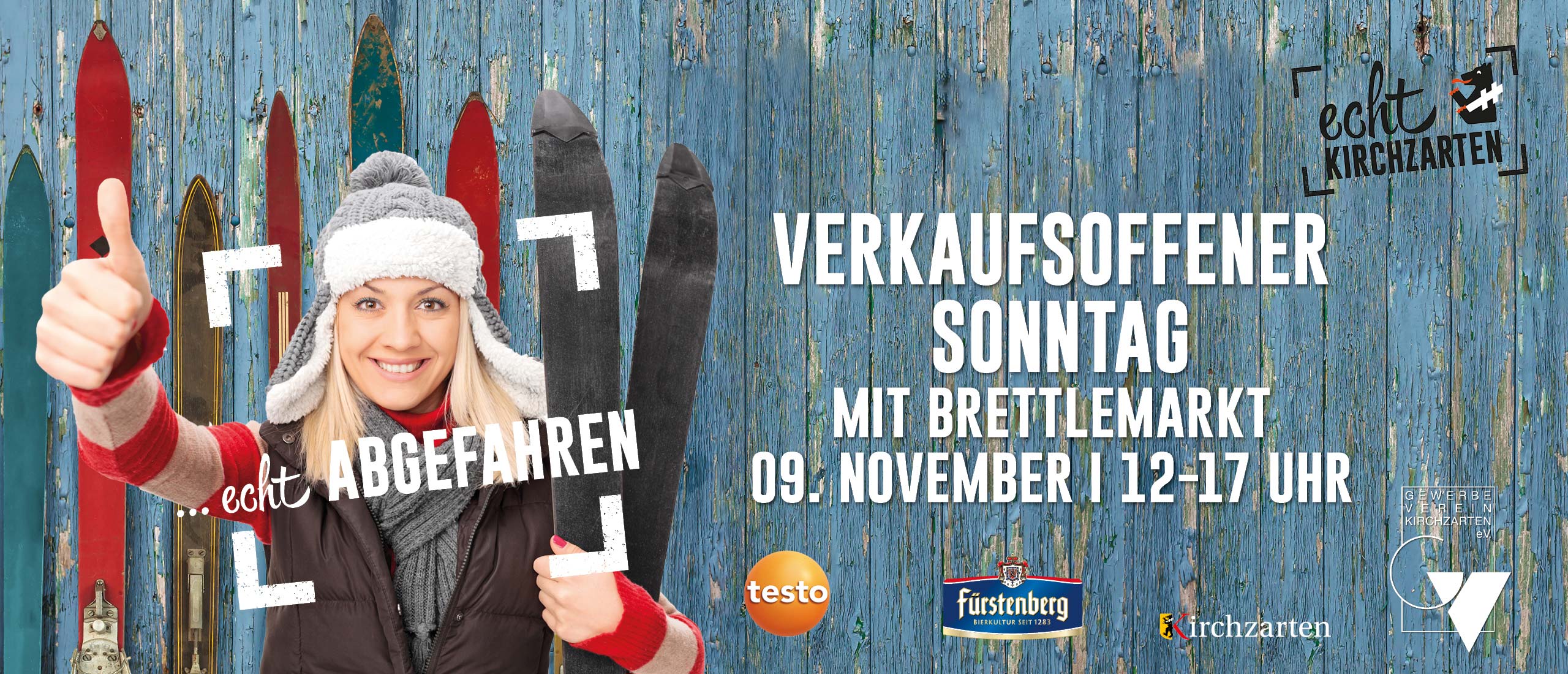 Verkaufsoffener Sonntag mit Brettlemarkt in Kirchzarten am 9. November 2025 von 12 bis 17 Uhr.